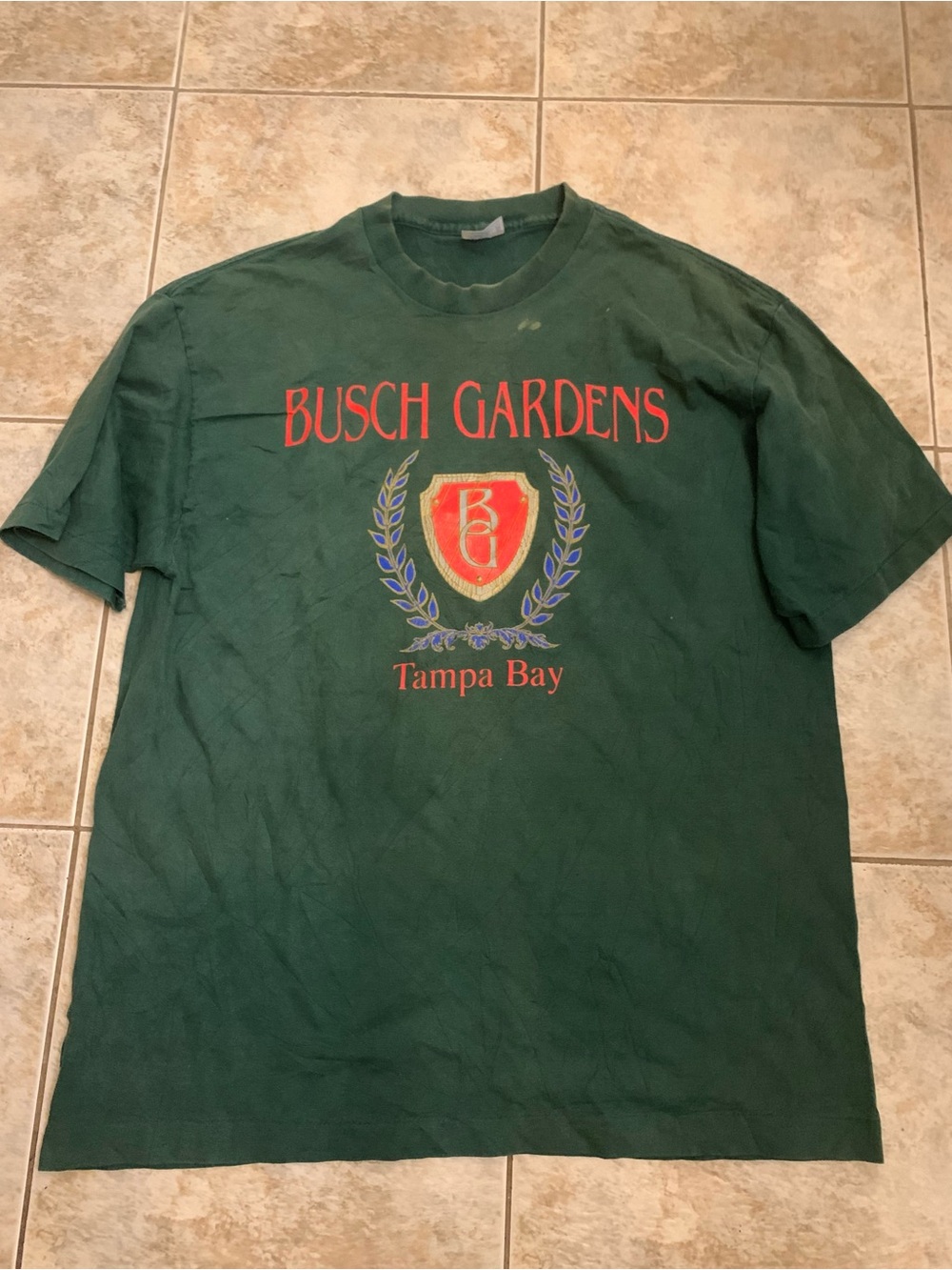 Vintage Busch gardens Tampa Bay Green Logo T-Shirt size large